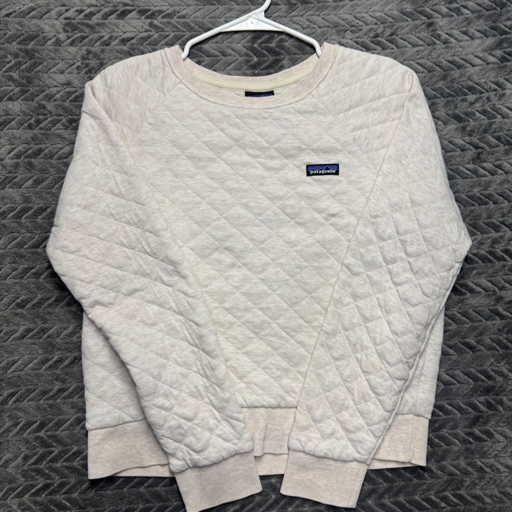 Patagonia Quilted Sweatshirt S Oatmeal Excellent Organic Cotton Pullover (1937)